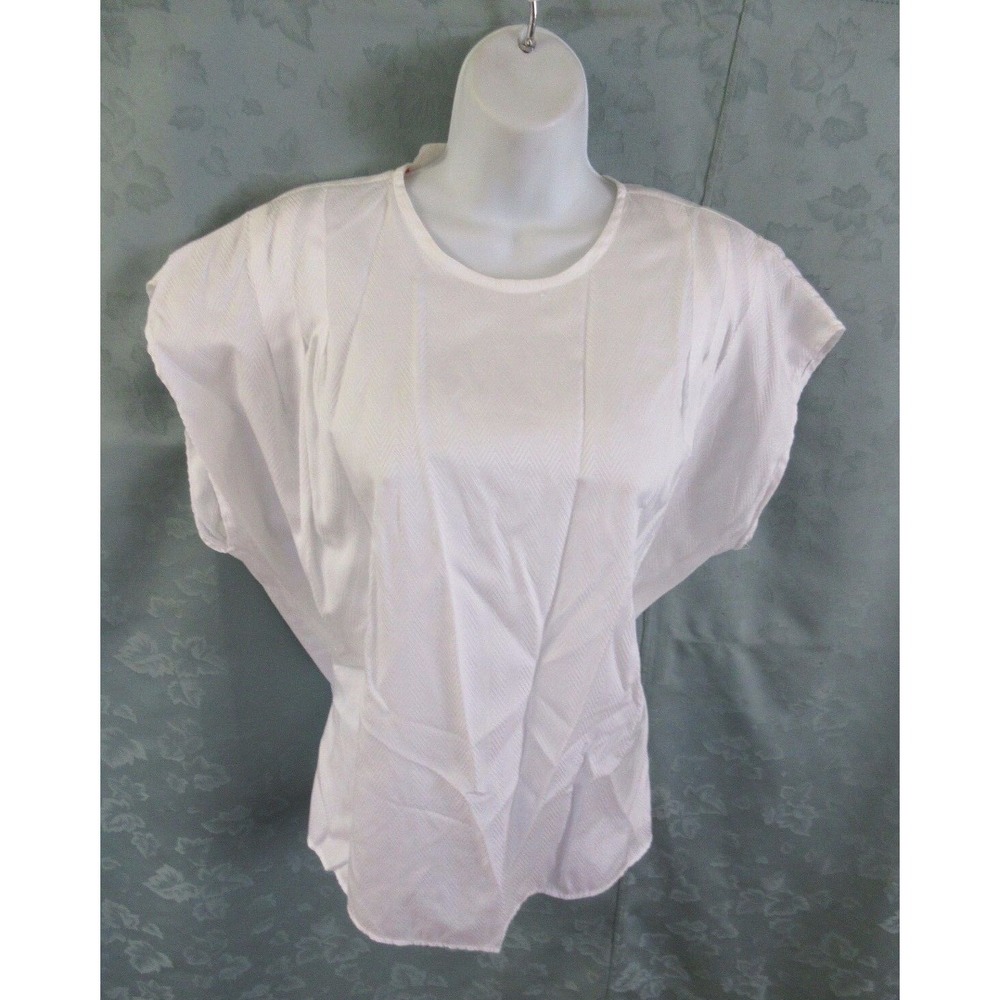 VTG 70's Queen of Hearts Top Size 20W Textured Zig Zag Dolman Sleeve Collarless
